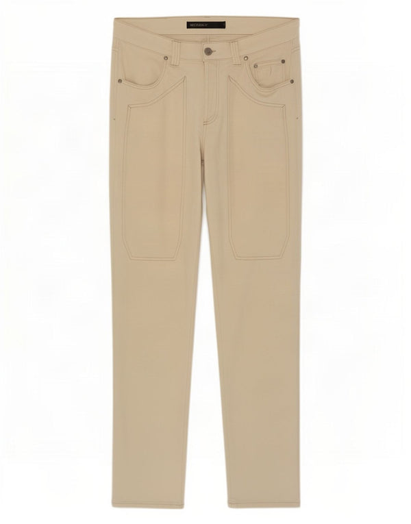Jeckerson Mens Straight Jeans W38 L35 Beige Cotton