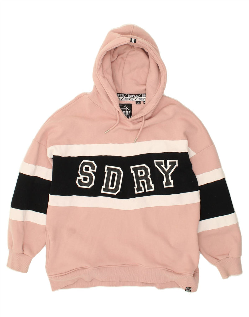 SUPERDRY Womens Oversized Graphic Hoodie Jumper UK 14 Medium Pink | Vintage Superdry | Thrift | Second-Hand Superdry | Used Clothing | Messina Hembry 