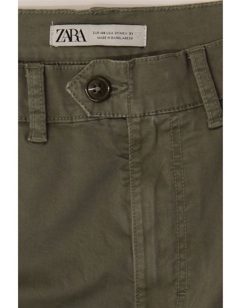 ZARA Mens Loose Fit Cargo Cropped Trousers EU 40 Medium W31 L24 Green Vintage Zara and Second-Hand Zara from Messina Hembry 