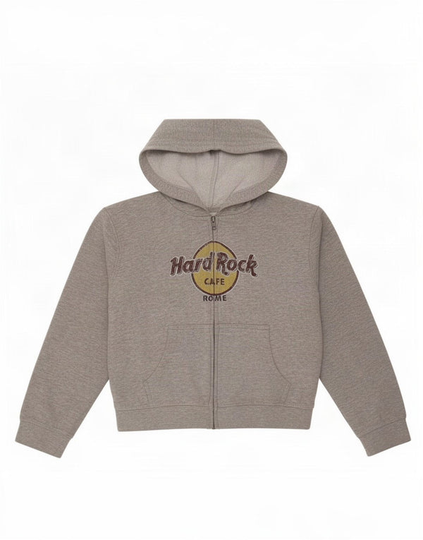 Hard Rock Cafe Girls Rome Graphic Zip Hoodie Sweater 10-11 Years Large Grey