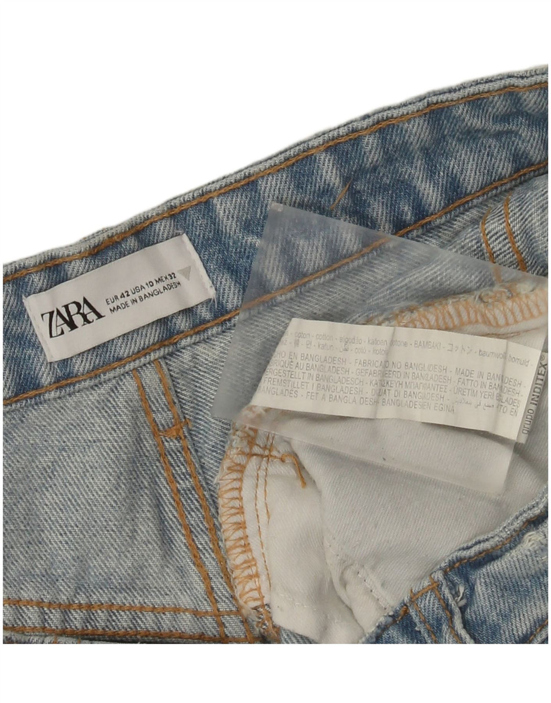 Zara Womens Distressed Denim Shorts EU 42 Large W32  Blue Cotton