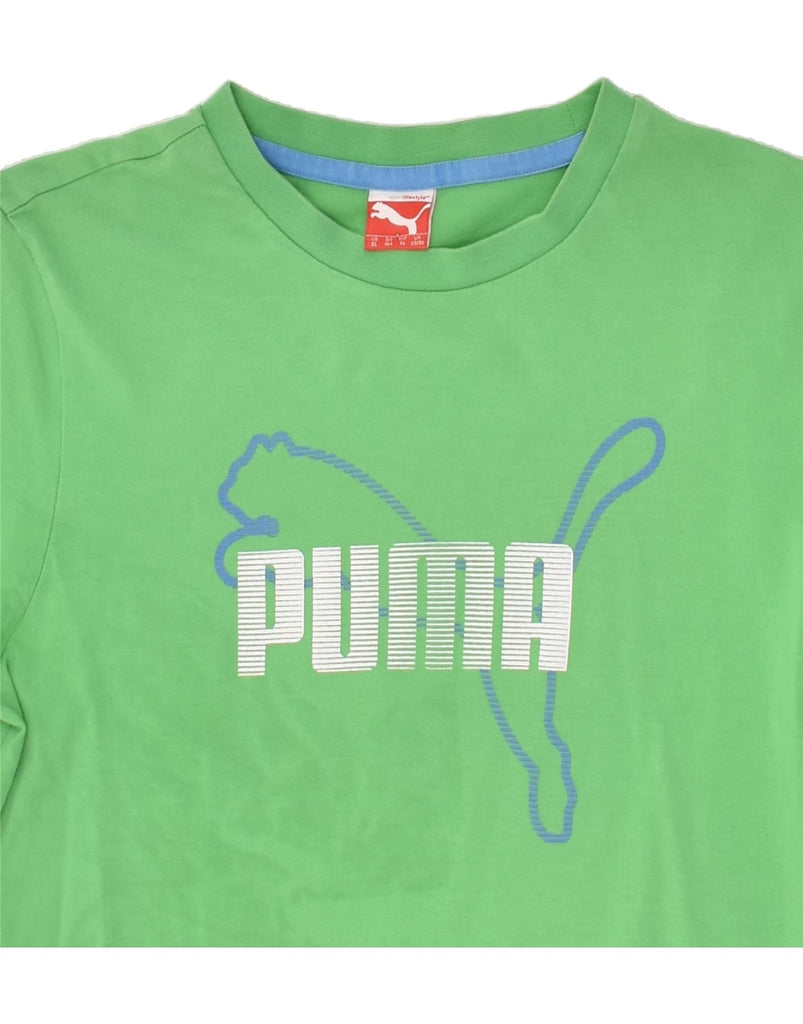 PUMA Mens Graphic T-Shirt Top UK 32/34 XS Green Cotton | Vintage Puma | Thrift | Second-Hand Puma | Used Clothing | Messina Hembry 