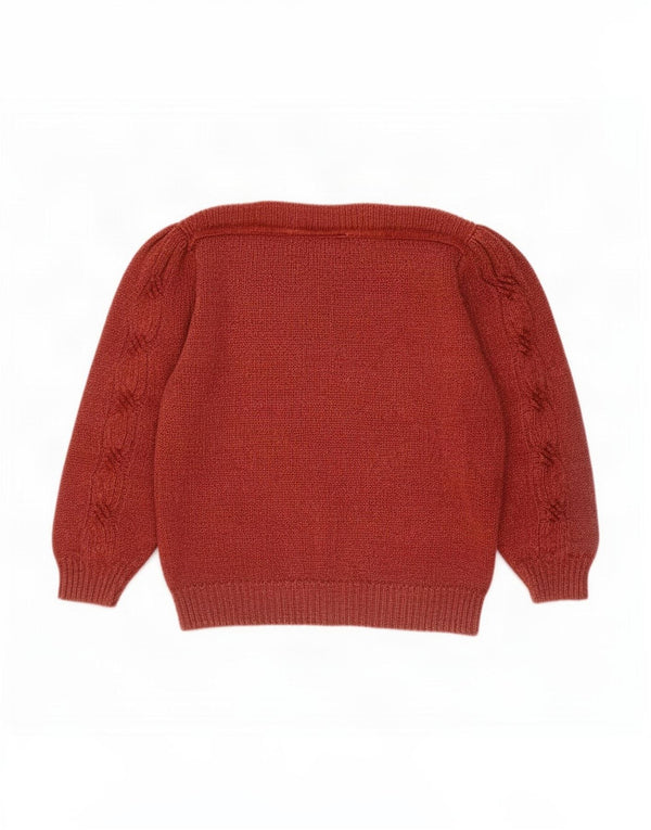 Vintage Womens 3/4 Sleeve Boat Neck Jumper Sweater UK 18 XL Maroon Cotton