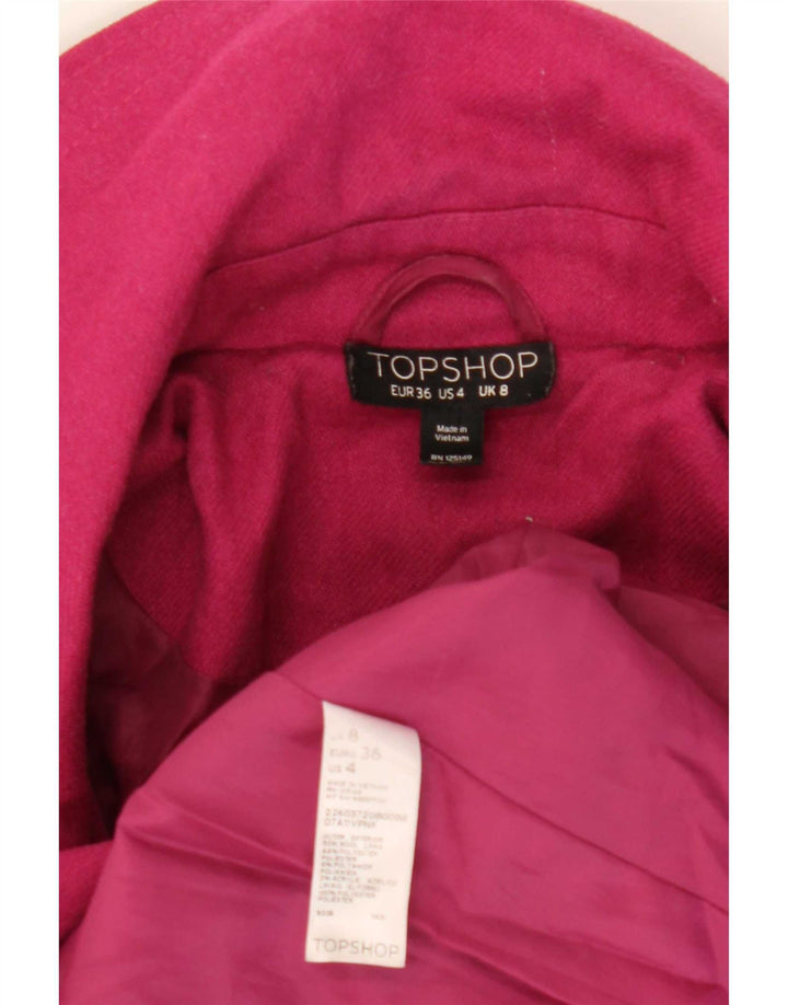 Topshop Womens Overcoat UK 8 Small Pink Wool