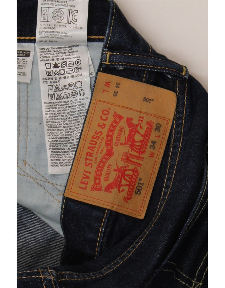 Levi's Mens 501 Straight Jeans W34 L30 Navy Blue Cotton