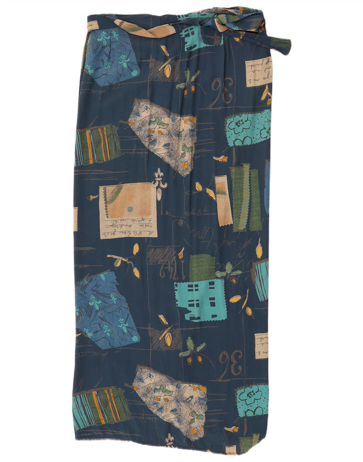 Vintage Womens Wrap Skirt W30 Medium Navy Blue Patchwork