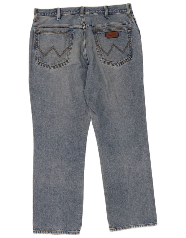 Wrangler Mens Regular Fit Straight Jeans W36 L30 Blue Cotton