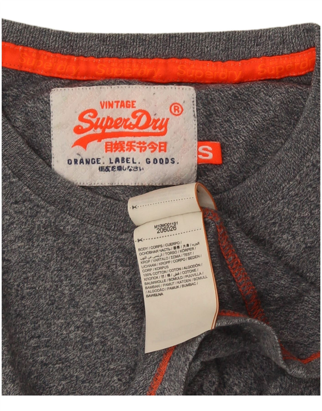 Superdry Mens T-Shirt Top Small Grey Flecked Cotton