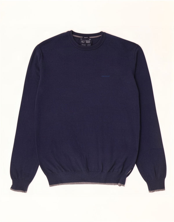 Armani Jeans Mens Regular Fit Crew Neck Jumper Sweater XL Navy Blue Cotton
