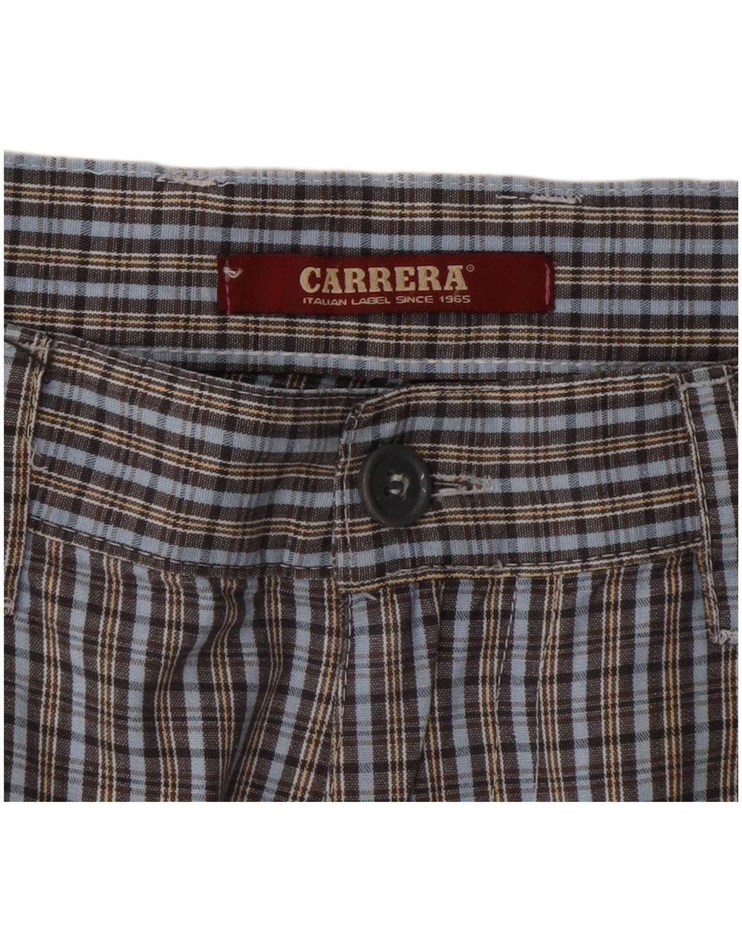 Carrera Mens Chino Shorts IT 50 Large W34 Blue Check Cotton