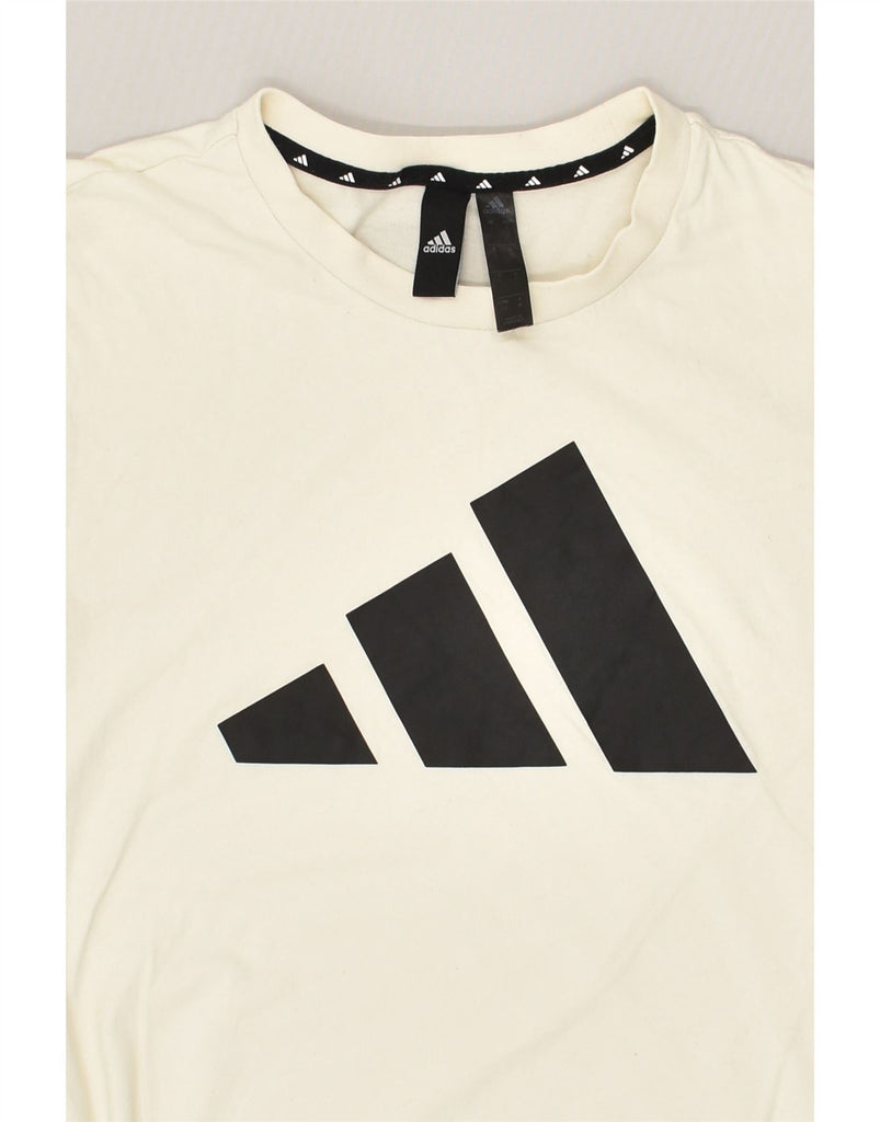 ADIDAS Mens Graphic T-Shirt Top Small Off White Cotton | Vintage Adidas | Thrift | Second-Hand Adidas | Used Clothing | Messina Hembry 