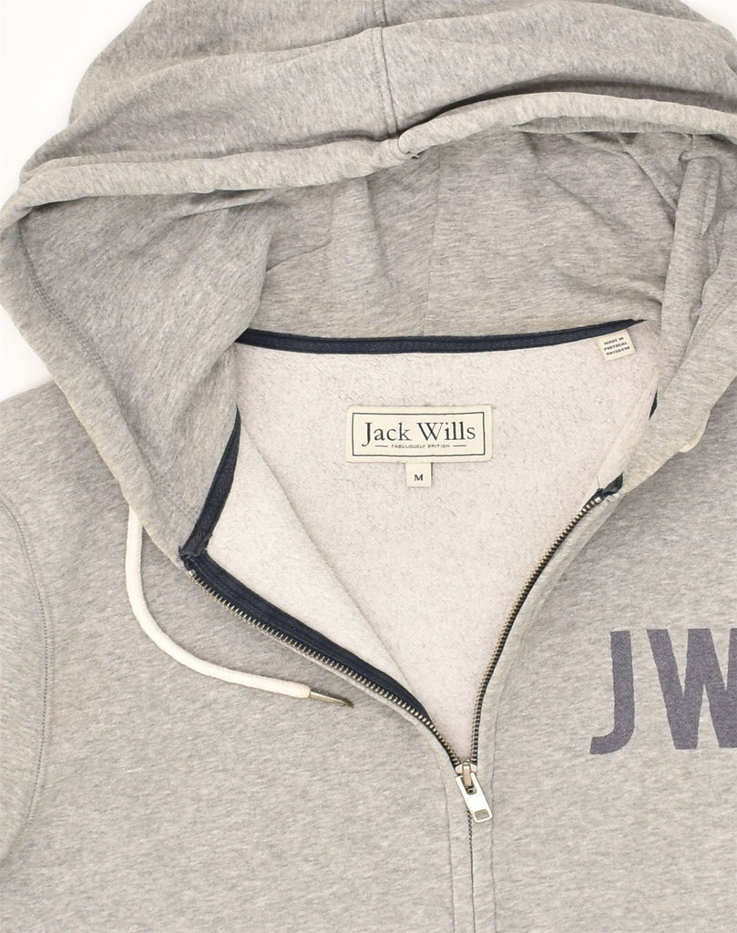 JACK WILLS Mens Graphic Zip Hoodie Sweater Medium Grey Cotton | Vintage Jack Wills | Thrift | Second-Hand Jack Wills | Used Clothing | Messina Hembry 