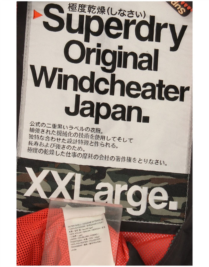 SUPERDRY Womens Windcheater Windbreaker Jacket UK 20 2XL Black Nylon