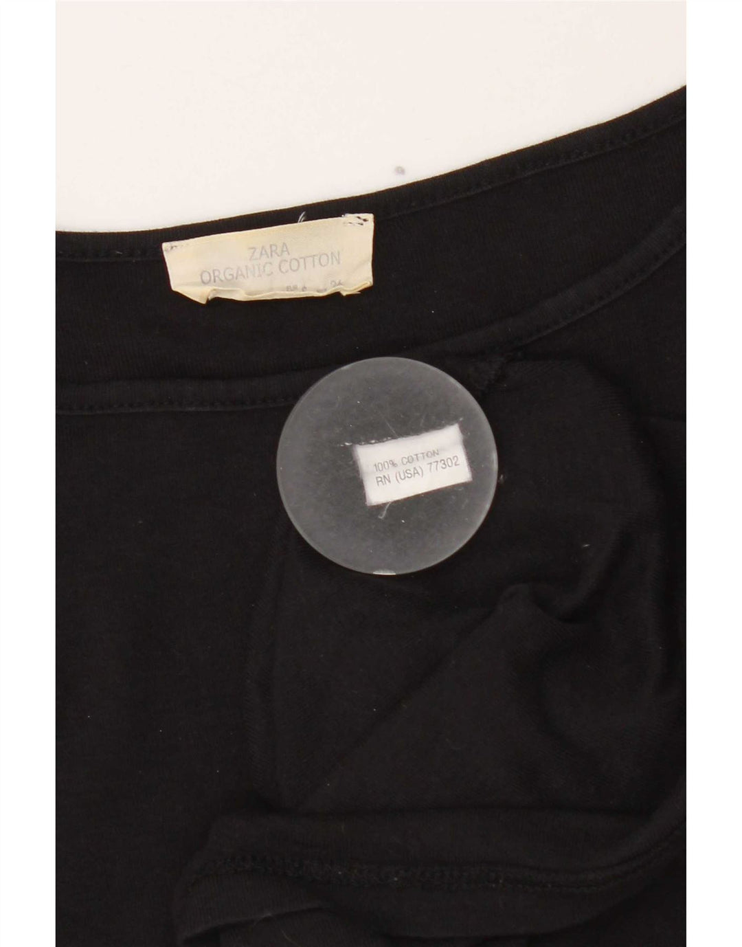 Zara Womens Top 3/4 Sleeve UK 8 Small Black Cotton