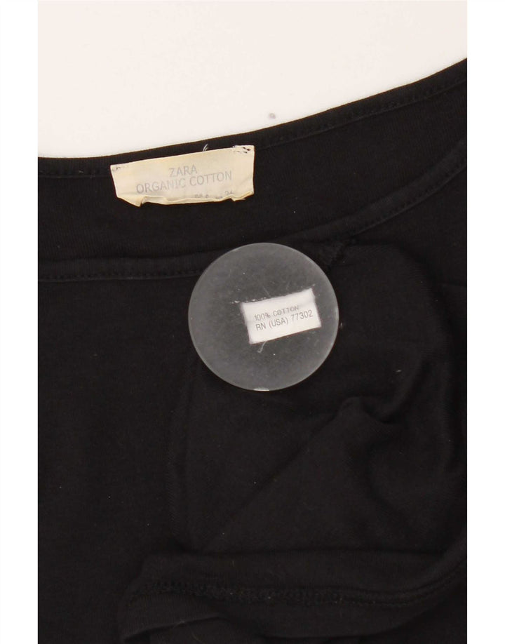 Zara Womens Top 3/4 Sleeve UK 8 Small Black Cotton