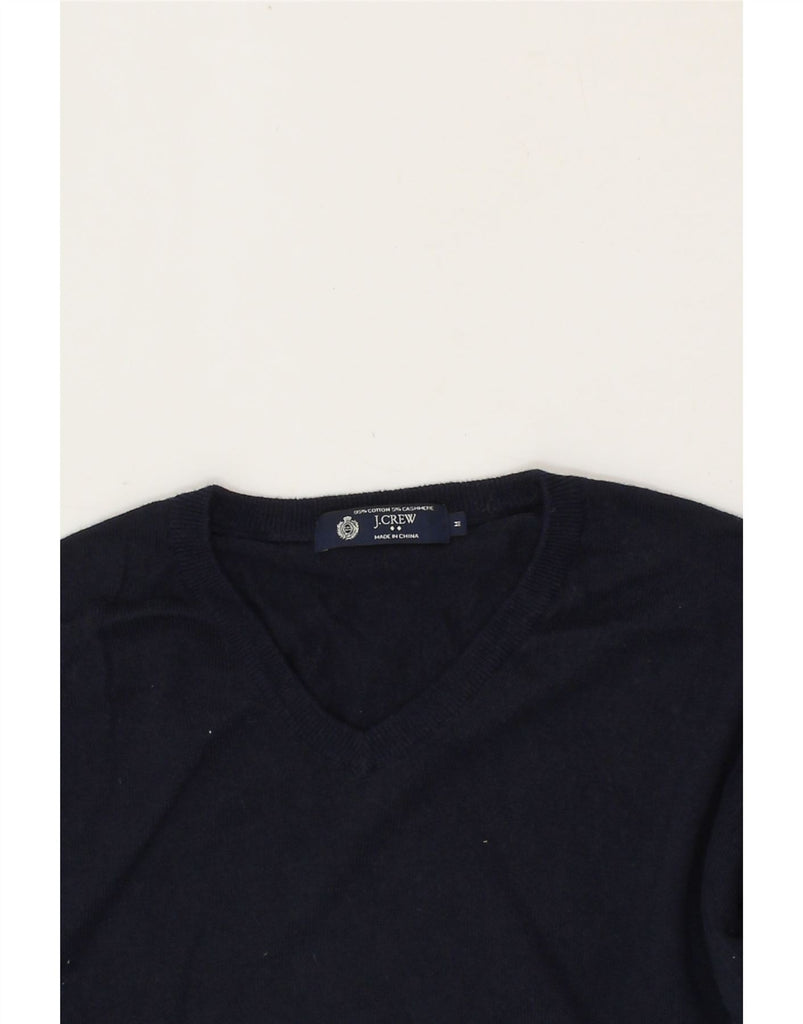 J. CREW Mens V-Neck Jumper Sweater Medium Navy Blue Cotton Vintage J. Crew and Second-Hand J. Crew from Messina Hembry 