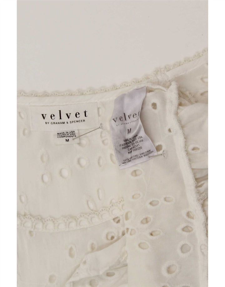 Velvet Womens Blouse Top UK 14 Medium White Viscose