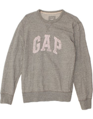 GAP Womens Graphic Sweatshirt Jumper UK 10 Small Grey Cotton