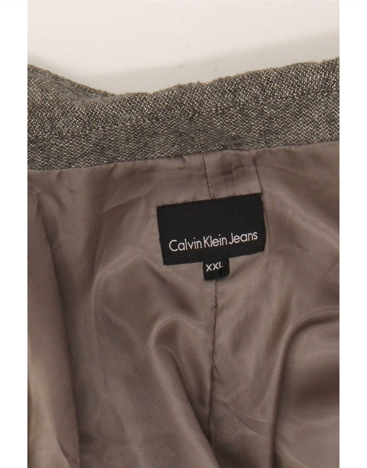 Calvin Klein Jeans Womens 1 Button Blazer Jacket UK 20 2XL Grey