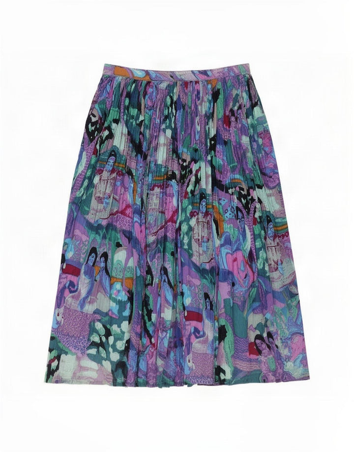 Vintage Womens Graphic Pleated Skirt Medium W30 Multicoloured Colourblock