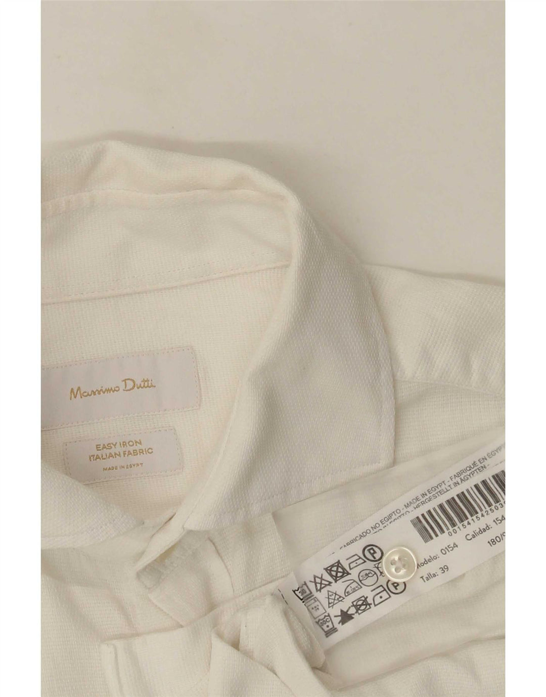 Massimo Dutti Mens Shirt Size 39 Medium White Cotton