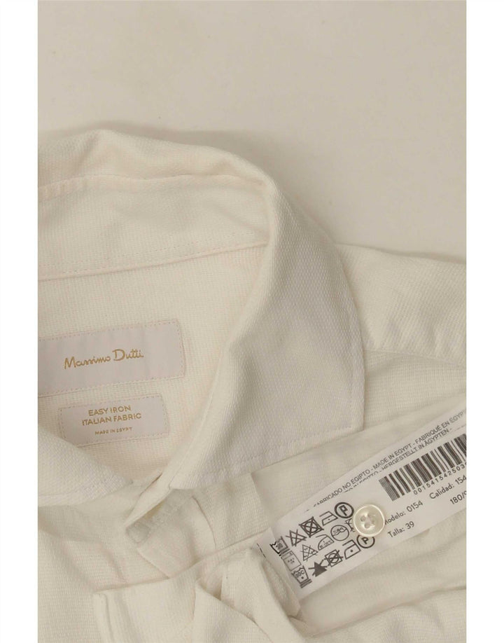 Massimo Dutti Mens Shirt Size 39 Medium White Cotton