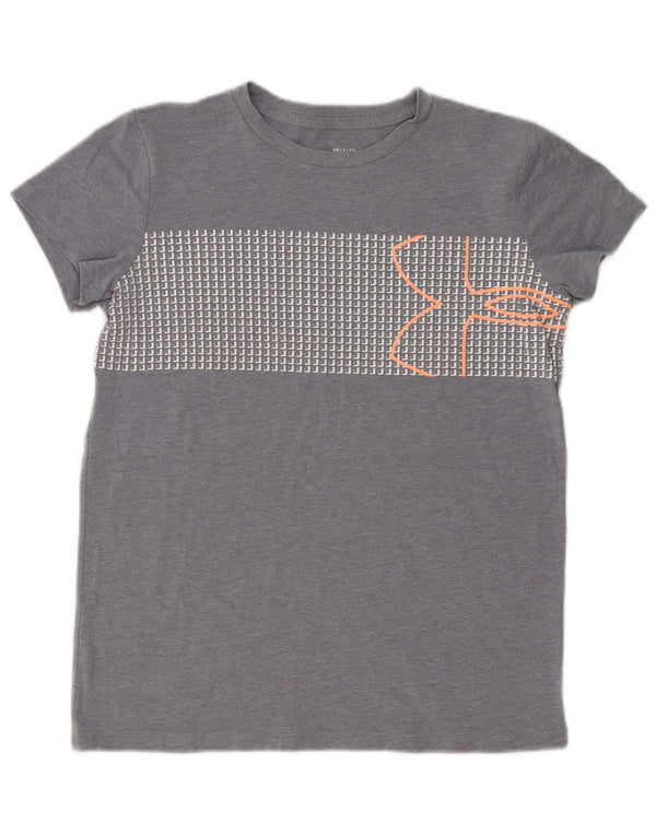 Under Armour Mens Heat Gear Graphic T-Shirt Top Small Grey Flecked Cotton