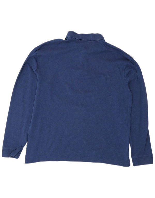 Hugo Boss Mens Long Sleeve Regular Fit Polo Shirt Large Blue Cotton