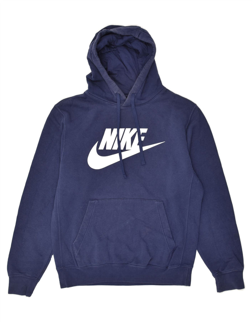 NIKE Mens Graphic Hoodie Jumper Small Blue Cotton | Vintage Nike | Thrift | Second-Hand Nike | Used Clothing | Messina Hembry 