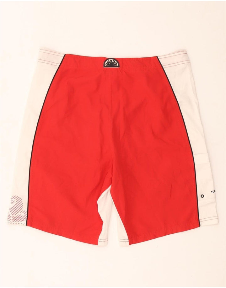 SUNDEK Mens Graphic Swimming Shorts Large  Red Colourblock Polyester
