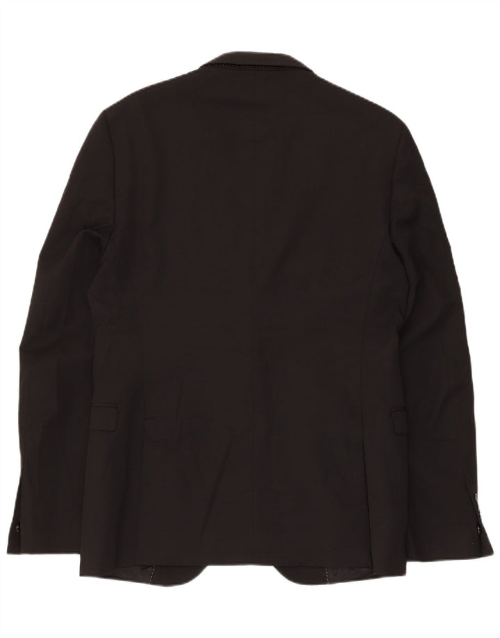 Zara Mens 2 Button Blazer Jacket EU 50 Medium Black Polyester