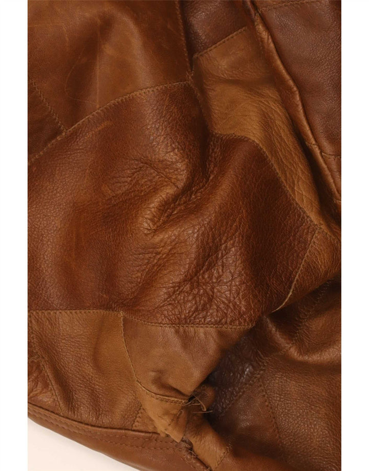 Vintage Mens Leather Jacket UK 42 XL Brown Patchwork Leather