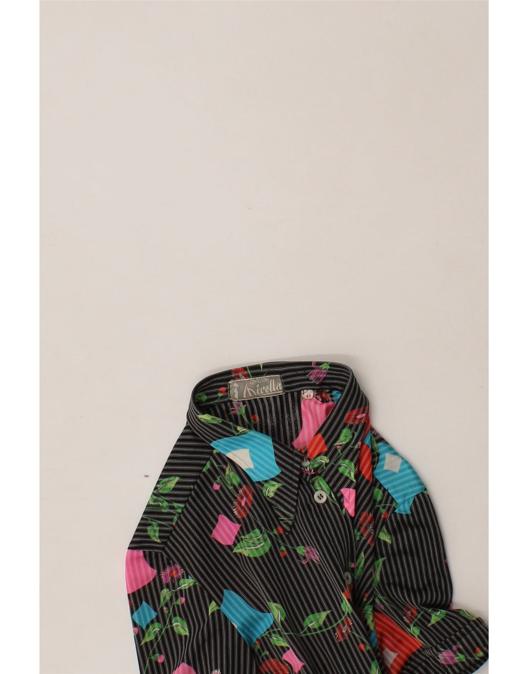 MIRELLA Womens Short Sleeve Shirt IT 48 XL Black Floral Vintage Mirella and Second-Hand Mirella from Messina Hembry 