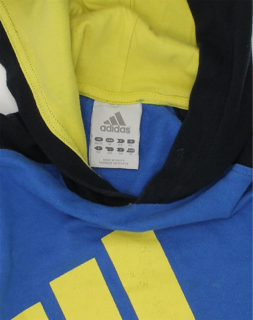 ADIDAS Boys Graphic Hoodie Jumper 11-12 Years Large  Blue Colourblock | Vintage Adidas | Thrift | Second-Hand Adidas | Used Clothing | Messina Hembry 