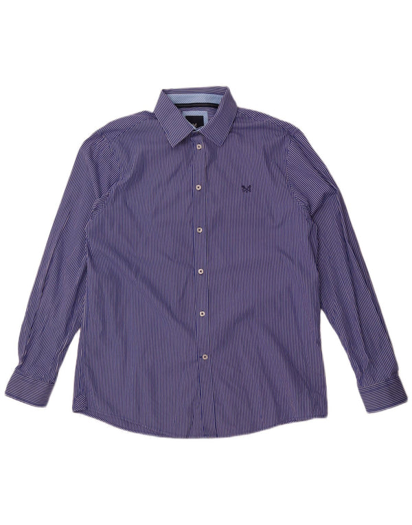 Crew Clothing Mens Classic Fit Shirt Large Blue Striped Cotton