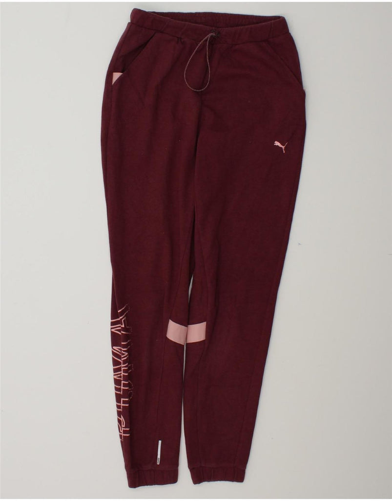 PUMA Womens Graphic Tracksuit Trousers Joggers UK 6 XS  Burgundy Cotton Vintage Puma and Second-Hand Puma from Messina Hembry 