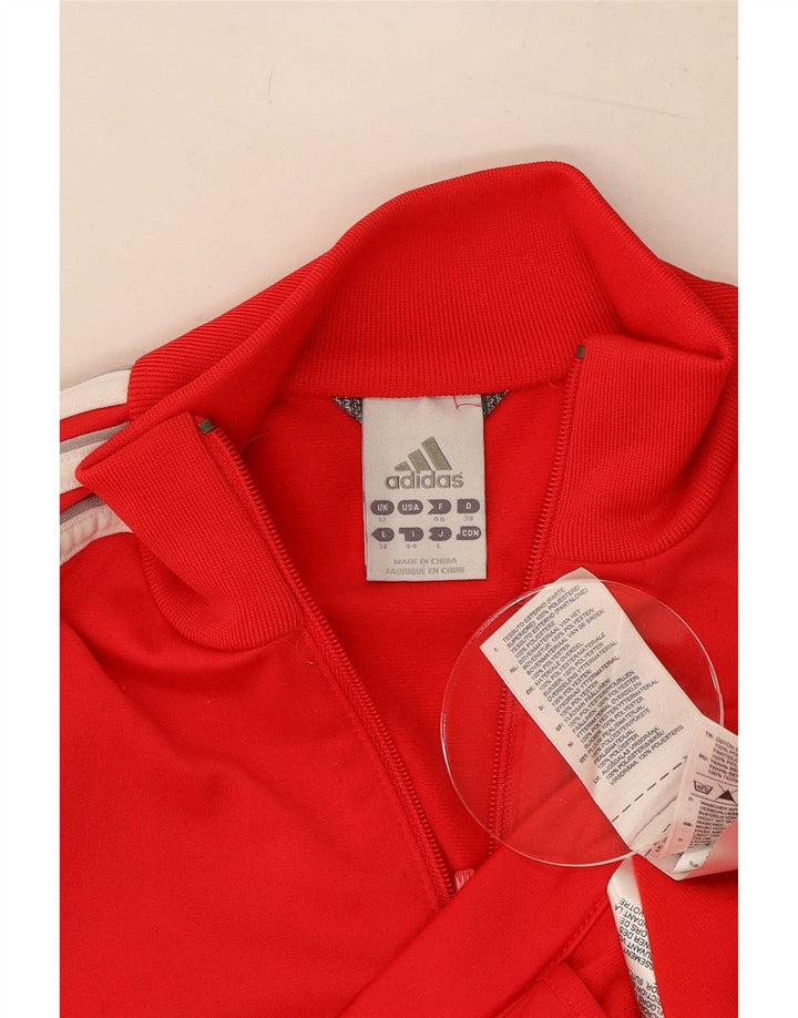 Adidas Womens Tracksuit Top Jacket UK 12 Medium Red Polyester