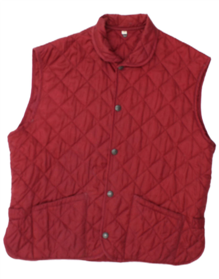 Vintage Mens Quilted Gilet UK 38 Medium Burgundy