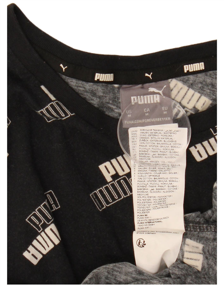 Puma Mens Graphic T-Shirt Top Medium Black Cotton