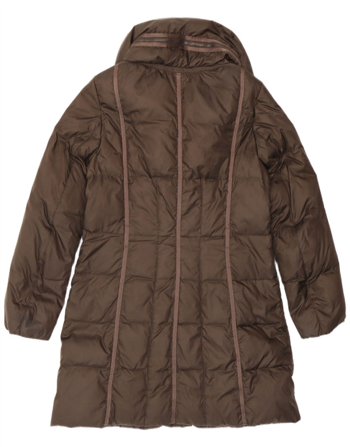 Geox Womens Hooded Padded Coat UK 12 Medium Brown Polyester
