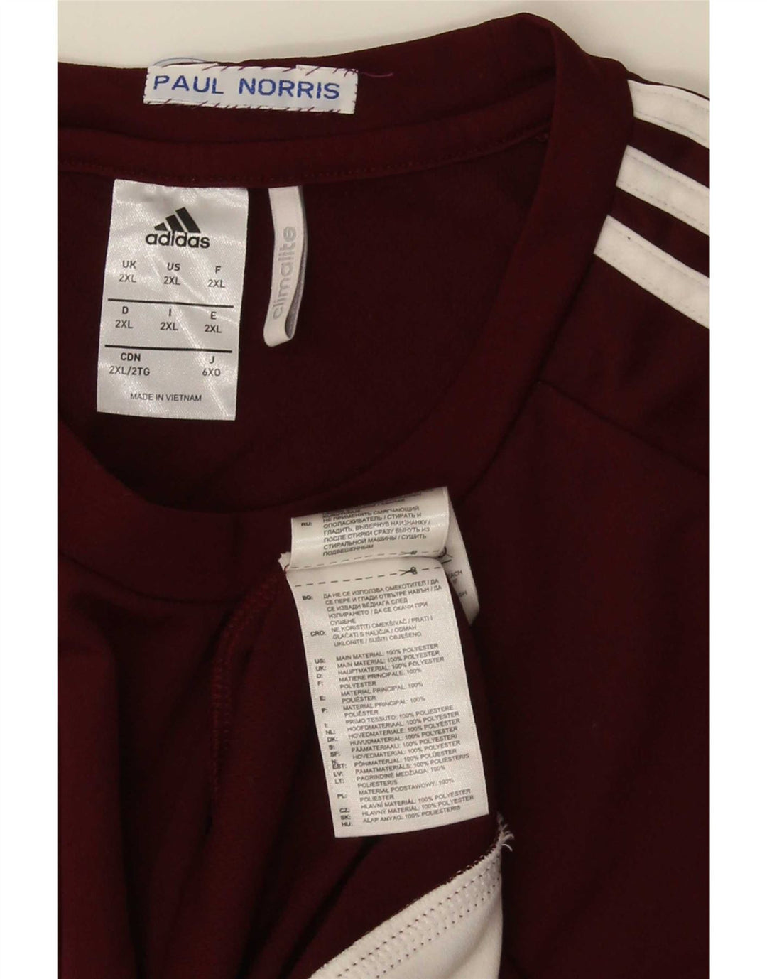 Adidas Mens Climalite T-Shirt Top 2XL Burgundy Polyester