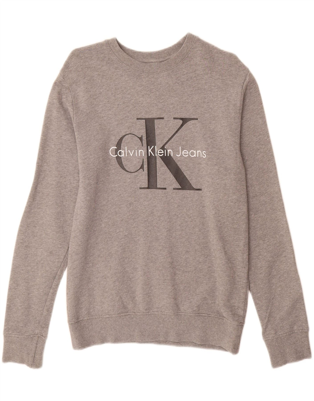 CALVIN KLEIN JEANS Mens Graphic Sweatshirt Jumper XS Grey Cotton