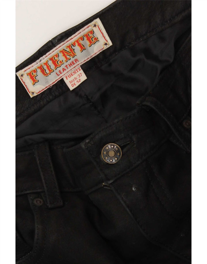 Fuente Mens Leather Trousers W37 L31 Black Leather