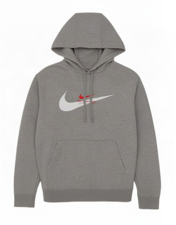 Nike Mens Graphic Hoodie Jumper Medium Grey Flecked Cotton
