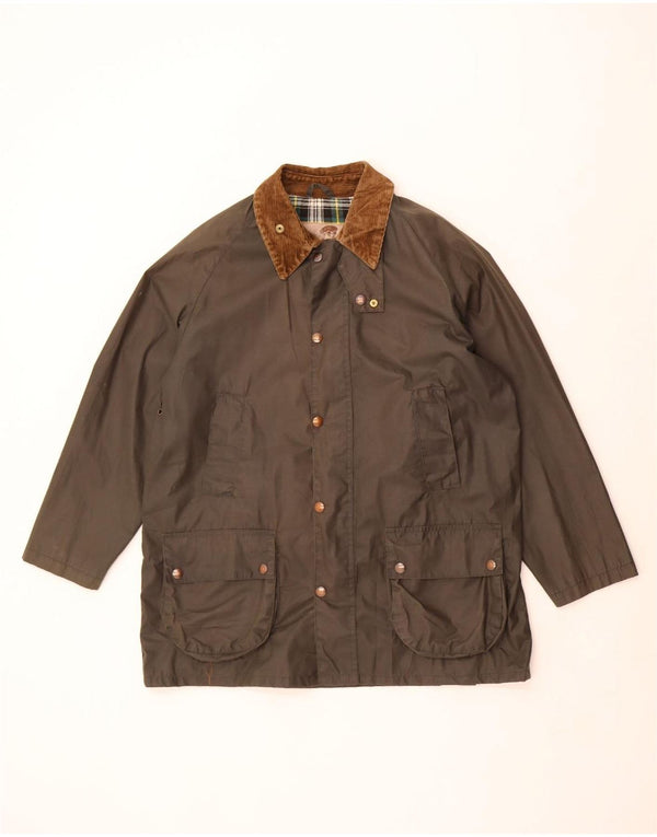 Conbipel Mens Loose Fit Waxed Cotton Jacket UK 34 XS Khaki Polyester