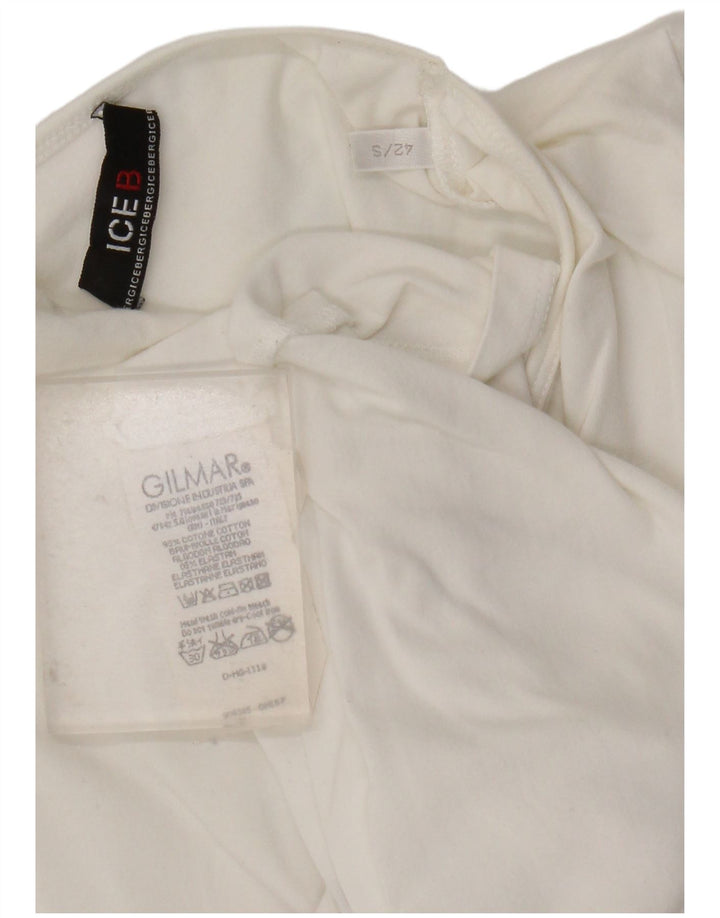 Iceberg Womens Graphic Top Long Sleeve IT 42 Medium White Floral Cotton