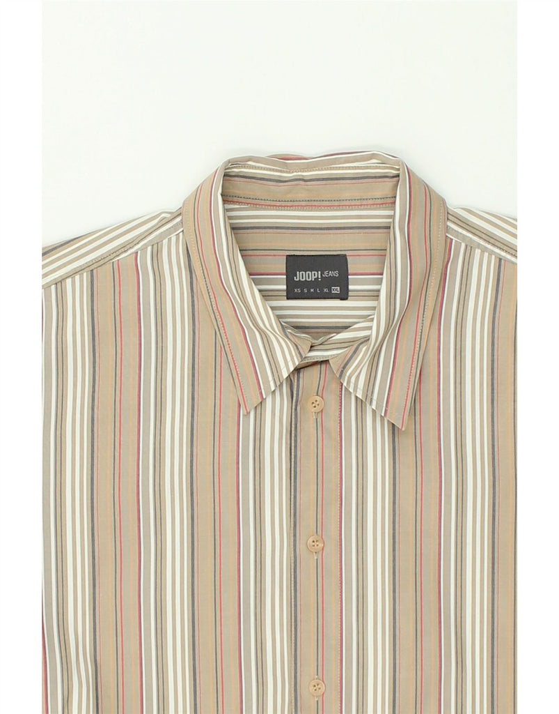 JOOP Mens Short Sleeve Shirt 2XL Beige Striped Cotton | Vintage Joop | Thrift | Second-Hand Joop | Used Clothing | Messina Hembry 