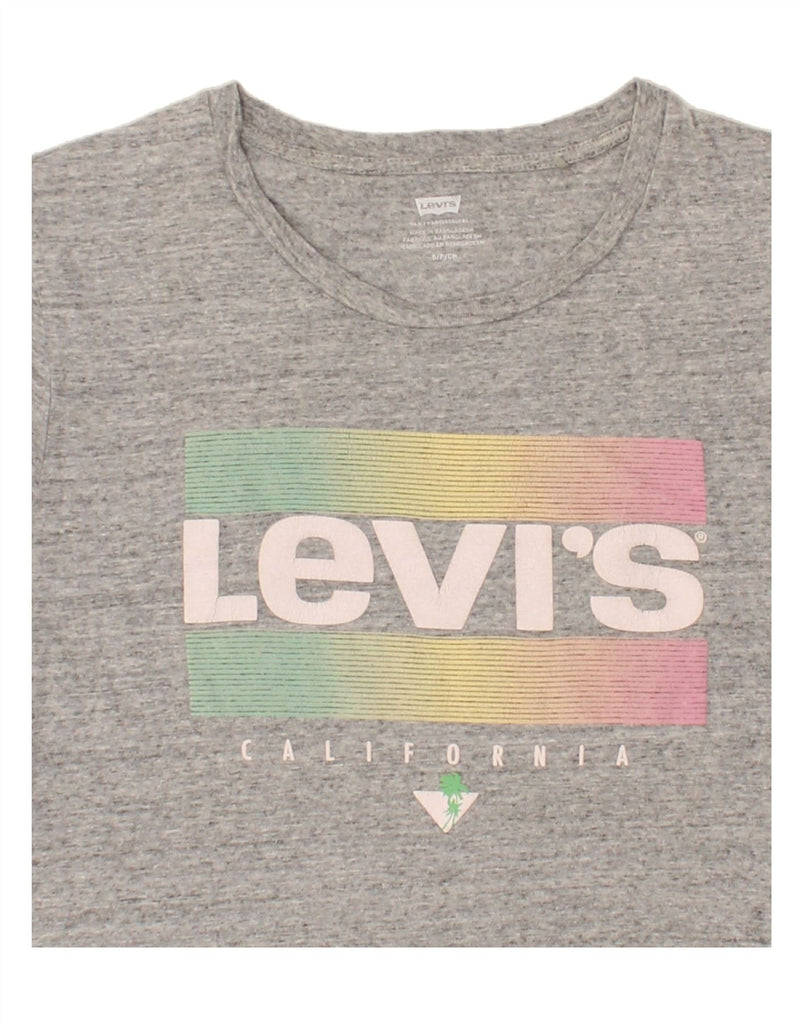 LEVI'S Womens Graphic T-Shirt Top UK 10 Small Grey Cotton Vintage Levi's and Second-Hand Levi's from Messina Hembry 