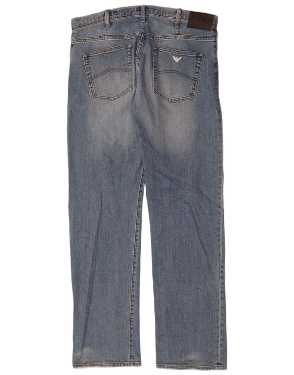 Armani Mens Regular Straight Jeans W34 L33 Blue Cotton