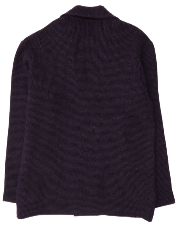 Settebello Mens Cardigan Sweater Medium Navy Blue Wool